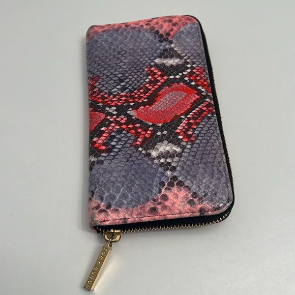 Tory Burch Python Print Leather Wallet 7.5” x 4” Pink Lilac Purple Colors - Picture 5 of 11